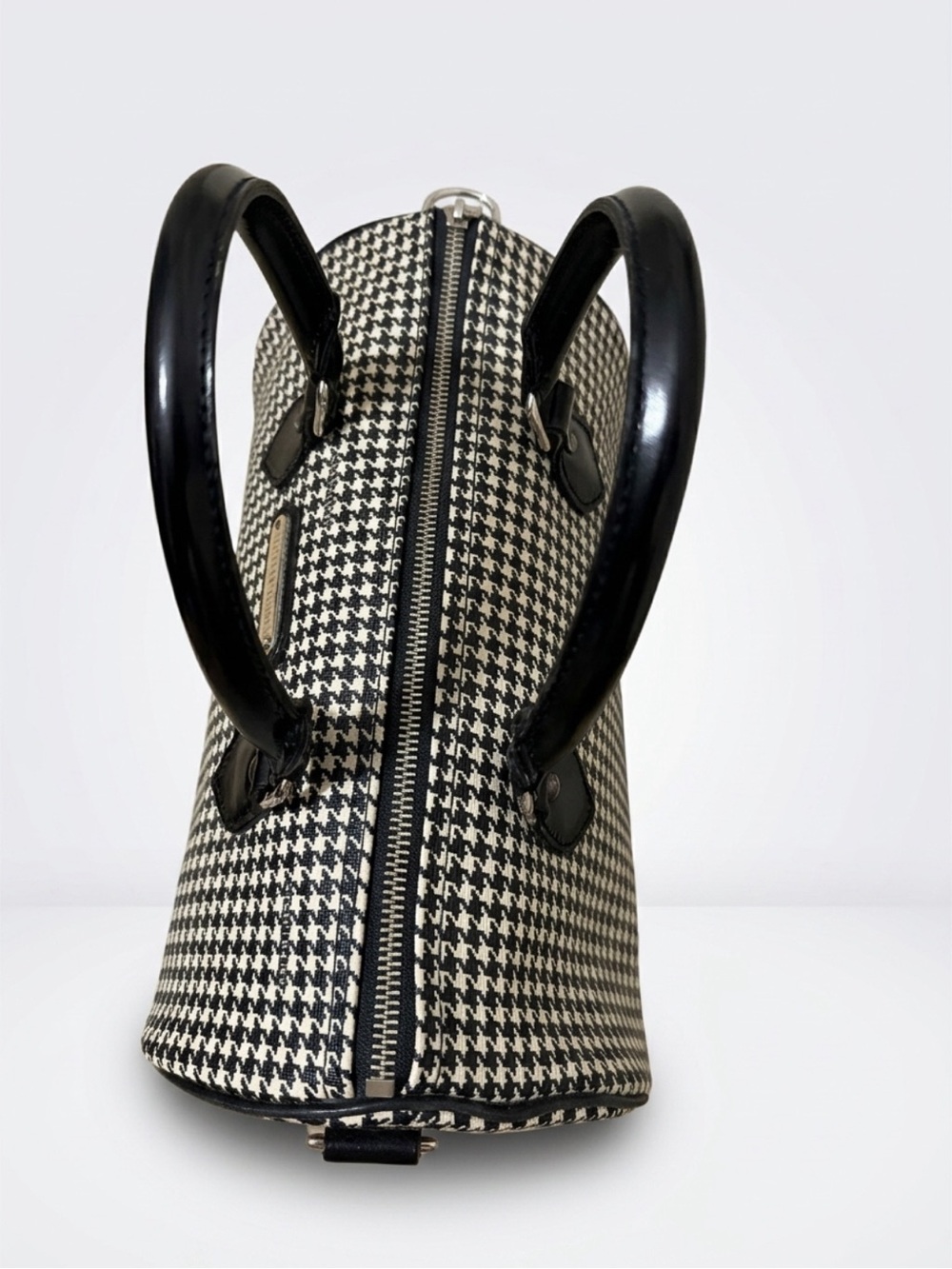 Ralph Lauren Black & White Houndstooth Bowling Satchel - Picture 6 of 8
